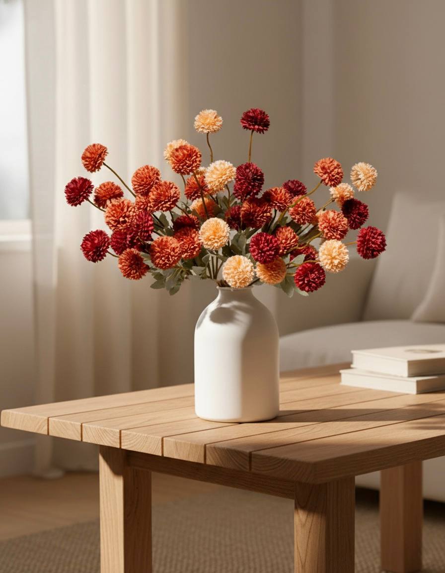 Faux Kiku Flower - Umber Assorted (10 stems/50 blooms)